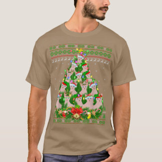 スフィンクス猫のクリスマスイルミネーション ツリー スフィンクス猫のダサいクリスマス Tシャツ