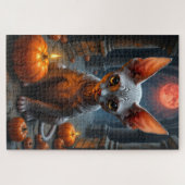 スフィンクス猫のダークゴシックハロウィン肖像画アート ジグソーパズル (横)
