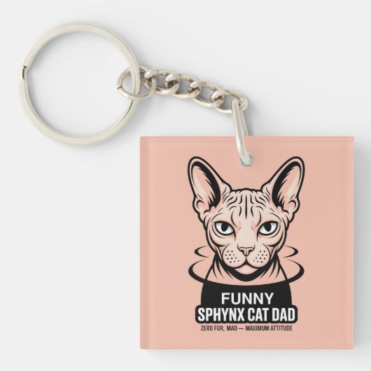 スフィンクス猫のパパの面白いベクターアート キーホルダー (正面)