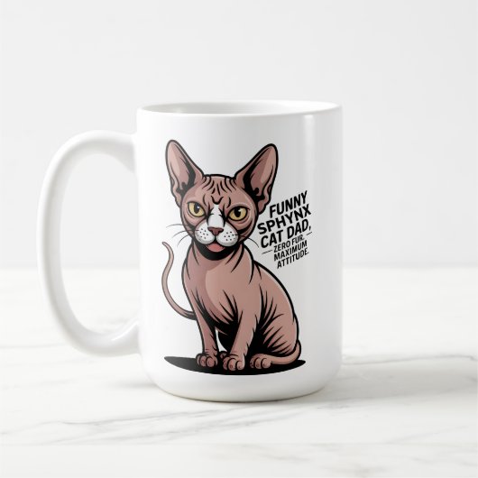 スフィンクス猫のパパの面白いベクターアート コーヒーマグカップ (左)