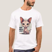 スフィンクス猫のパパの面白い漫画アート Tシャツ (正面)