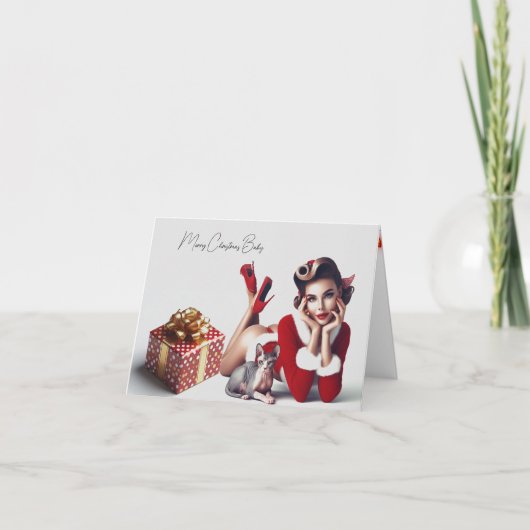 スフィンクス猫の大人クリスマスカード サンキューカード (正面)