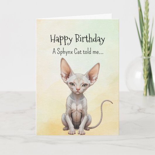 スフィンクス猫の性格 誕生日 楽しい 動物 カード (正面)