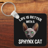 スフィンクス猫の方が暮らしが良い キーホルダー (正面)