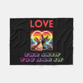 スフィンクス猫の毛布はあなたは芸術で皮膚を愛する フリースブランケット (正面(横))