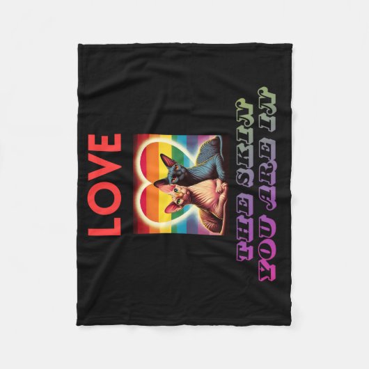 スフィンクス猫の毛布はあなたは芸術で皮膚を愛する フリースブランケット (正面)