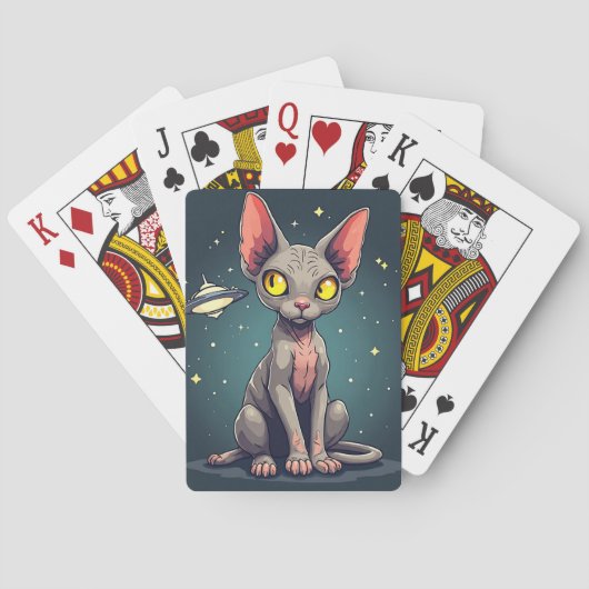 スフィンクス猫のUFO宇宙キャラクターアート トランプ (裏面)