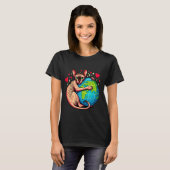 スフィンクス猫アースデーハグ愛オーナー地球愛好家レディースL Tシャツ (正面フル)