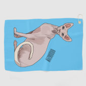 スフィンクス猫イラストレーション ゴルフタオル (横)