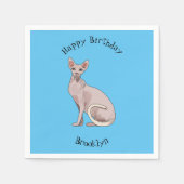 スフィンクス猫イラストレーション スタンダードカクテルナプキン (正面)