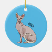 スフィンクス猫イラストレーション セラミックオーナメント (裏面)
