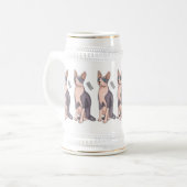 スフィンクス猫イラストレーション ビールジョッキ (正面左)