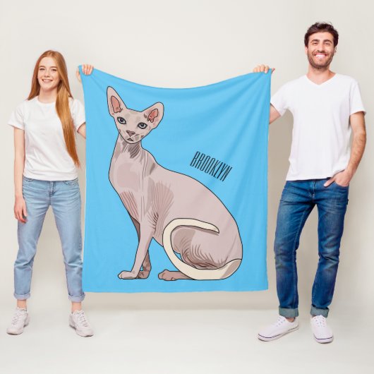 スフィンクス猫イラストレーション フリースブランケット (インサイチュ)