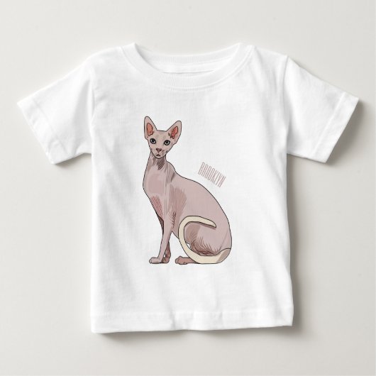 スフィンクス猫イラストレーション ベビーTシャツ (正面)