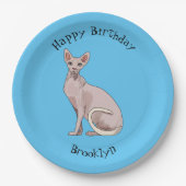 スフィンクス猫イラストレーション ペーパープレート (正面)