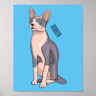 スフィンクス猫イラストレーション ポスター