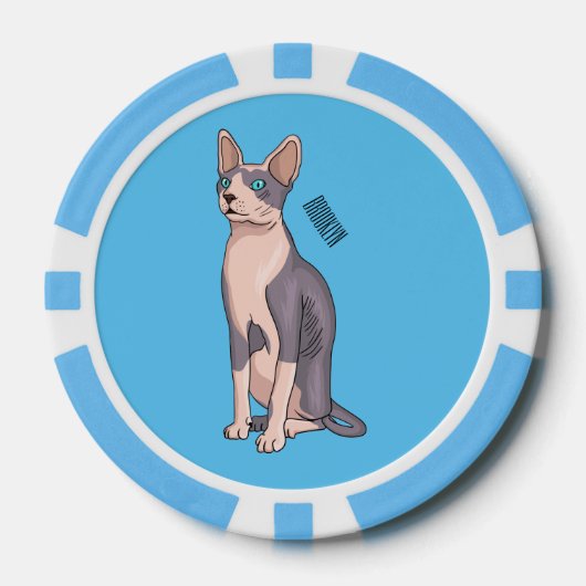スフィンクス猫イラストレーション ポーカーチップ (正面)