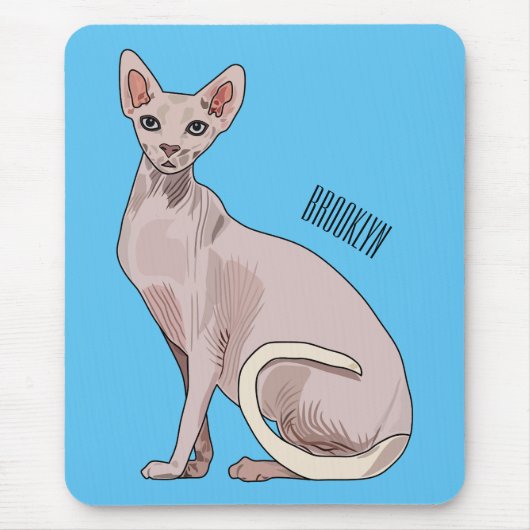 スフィンクス猫イラストレーション マウスパッド (正面)