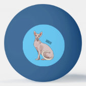 スフィンクス猫イラストレーション 卓球ボール (裏面)