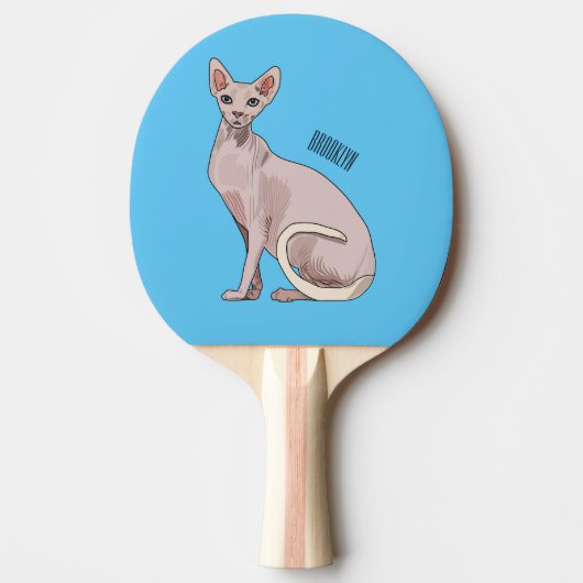 スフィンクス猫イラストレーション 卓球ラケット (正面)