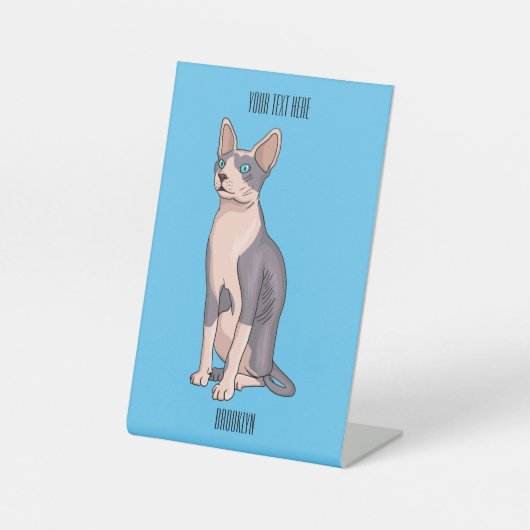 スフィンクス猫イラストレーション 台座サイン (正面)