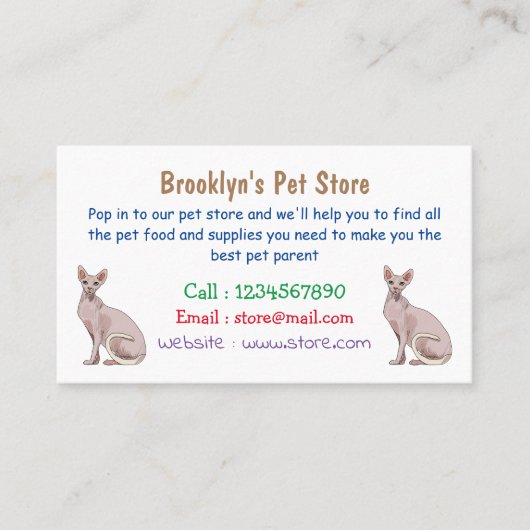 スフィンクス猫イラストレーション 名刺 (正面)