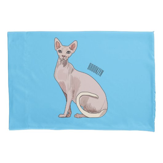 スフィンクス猫イラストレーション 枕カバー (正面)