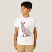 スフィンクス猫イラストレーション Tシャツ (正面フル)