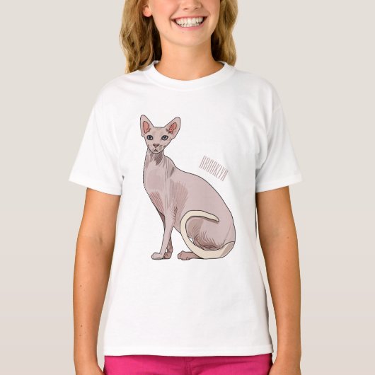 スフィンクス猫イラストレーション Tシャツ (正面)