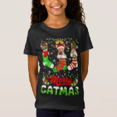 スフィンクス猫クリスマスサンタハットスカーフホリデーカワイイ Tシャツ (正面)