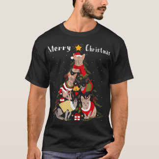 スフィンクス猫クリスマスツリークリスマス猫好き Tシャツ