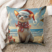 スフィンクス猫クリスマスヴィンテージビーチ クッション (ブランケット)