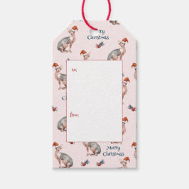スフィンクス猫サンタハットピンククリスマスギフトラベル ギフトタグ
