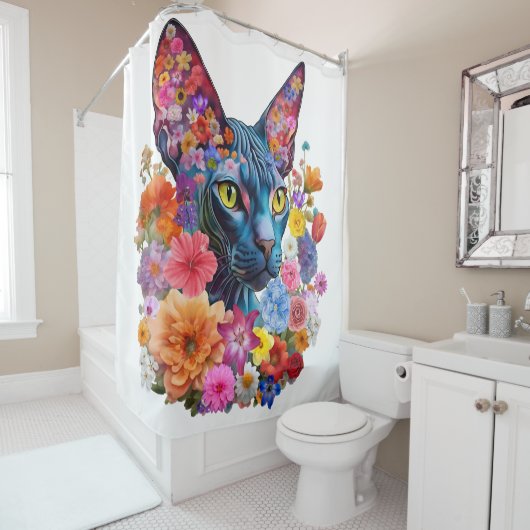 スフィンクス猫シャワーカーテンフローラバスルーム シャワーカーテン (インサイチュ)