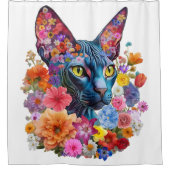 スフィンクス猫シャワーカーテンフローラバスルーム シャワーカーテン (正面)