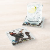 スフィンクス猫スイミング ガラスコースター (アングル)