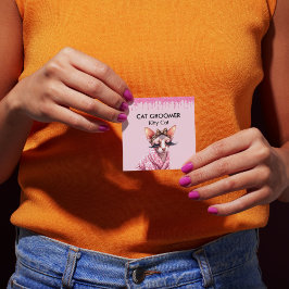 スフィンクス猫トリマーシッタピンクグリッタードリップ スクエア名刺