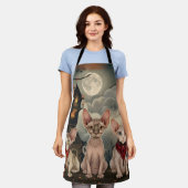 スフィンクス猫ハロウィン不気味 エプロン (着用した状態)
