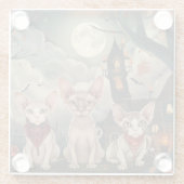 スフィンクス猫ハロウィン不気味 ガラスコースター (裏面)