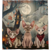 スフィンクス猫ハロウィン不気味 シャワーカーテン (正面)