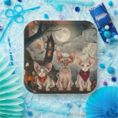 スフィンクス猫ハロウィン不気味 ペーパープレート (パーティー)