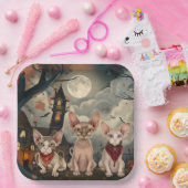 スフィンクス猫ハロウィン不気味 ペーパープレート (パーティー)