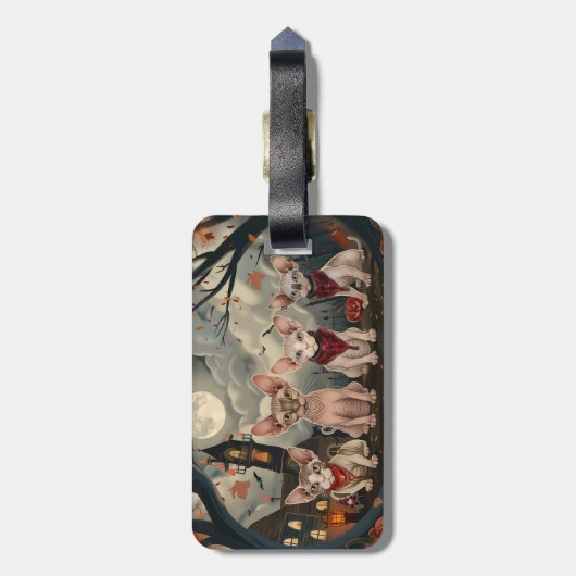 スフィンクス猫ハロウィン不気味 ラゲッジタグ (裏面縦)