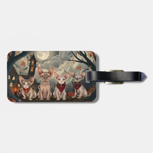 スフィンクス猫ハロウィン不気味 ラゲッジタグ (裏面横)
