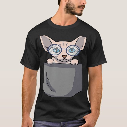 スフィンクス猫ポケット Tシャツ (正面)