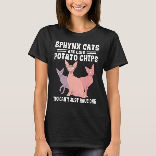 スフィンクス猫ポテトチップス愛好家ブリーダー愛猫家 Tシャツ (正面)