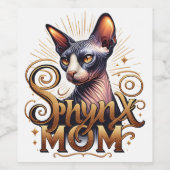 スフィンクス猫ママ母の日ボトル ワインラベル (シングルラベル)