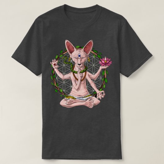 スフィンクス猫ヨガ Tシャツ (デザイン正面)