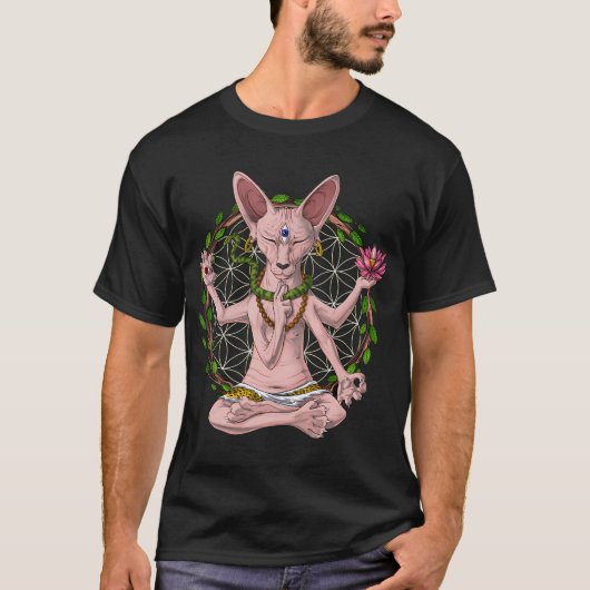 スフィンクス猫ヨガ Tシャツ (正面)
