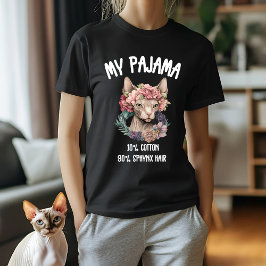 スフィンクス猫好きパジャマデザインとフローラクラウン Tシャツ